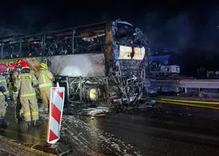 Pożar autobusu na zakopiance