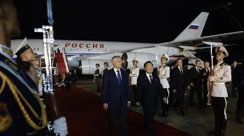Przewodniczący Dumy Państwowej Rosji Wiaczesław Wołodin w Pjongjangu