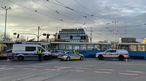 Kolizja dwóch tramwajów na placu Jana Pawła II