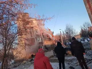 Budynek po wybuchu gazu w mieście Jefremow  