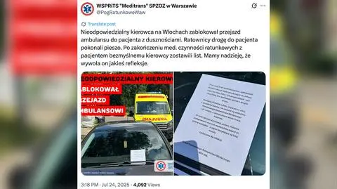 Kierowca zablokował przejazd ambulansu