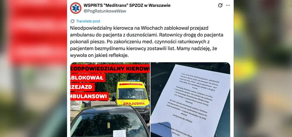 Do pacjenta dotarli pieszo, kierowcy zostawili list
