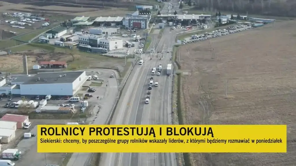 Protest rolników na przejściu granicznym w Medyce