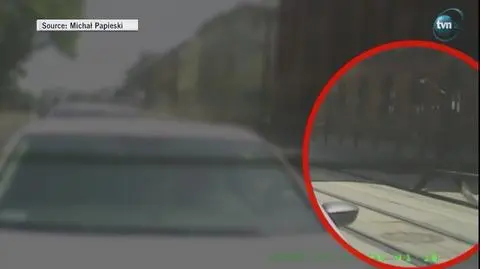 Poland. Tram rail bends and pops out of concrete because of heat
