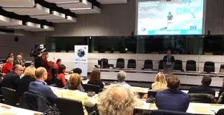 Dokument Ewy Ewart wyświetlony w Parlamencie Europejskim