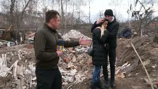 Wojciech Bojanowski rozmawiał z parą, która straciła swój dom w Żytomierzu po ataku rakietowym