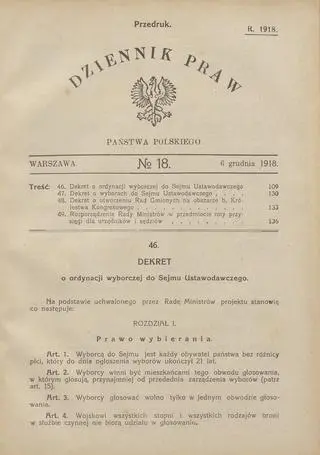 Dziennik Praw Państwa Polskiego 1918, nr 18