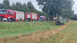 Wypadek na trasie Stare Włóki - Kostrzewy w woj. warmińsko-mazurskim