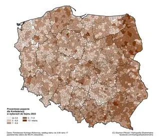Mapa poparcia Konfederacji