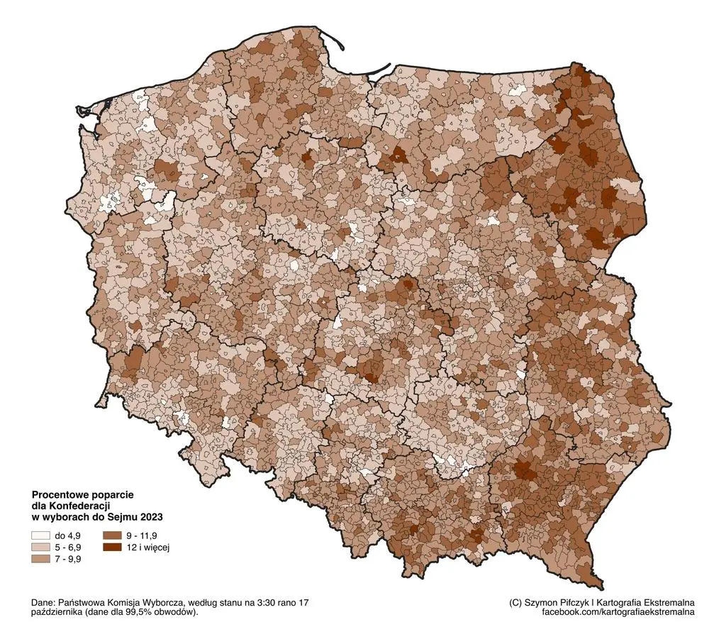 Mapa poparcia Konfederacji
