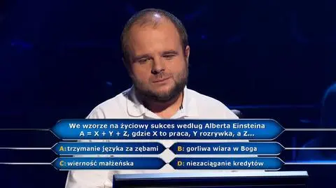 Wzór na życiowy sukces według Alberta Einsteina w pytaniu z "Milionerów"