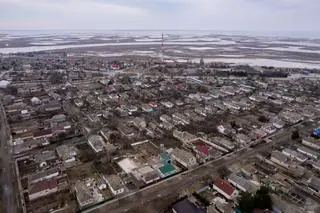 Geniczesk. Panorama miasta, położonego nad Morzem Azowskim 