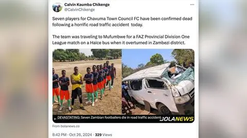 "Głęboki szok". Siedmiu piłkarzy zginęło w wypadku autobusu