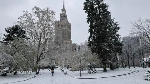 Śnieżny poranek w Warszawie wszystkie posypywarki ruszyły na ulice