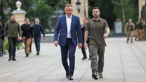 Andrzej Duda i Wołodymyr Zełenski podczas spotkania w Kijowie 