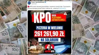 "Ćwierć miliona" na solarium w pizzerii? Fałszywka na profilu PiS