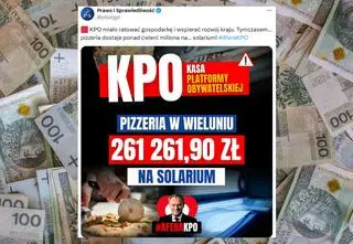 "Ćwierć miliona" na solarium w pizzerii? Fałszywka na profilu PiS