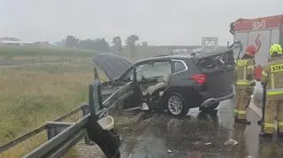 Poważny wypadek na autostradzie A1 w powiecie łęczyckim