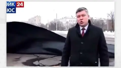 Reporter mówi, asfalt "się podnosi"? To nie Rosja