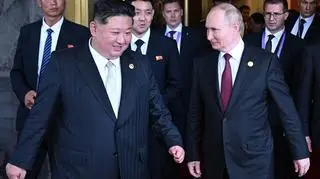 Kim Dzong Un i Władimir Putin w Pekinie