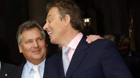 Prezydent Aleksander Kwaśniewski i premier Tony Blair. Maj 2004