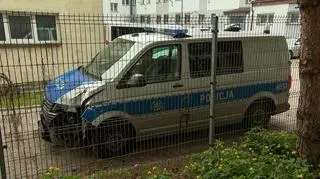 Broken police car of the Płońsk police