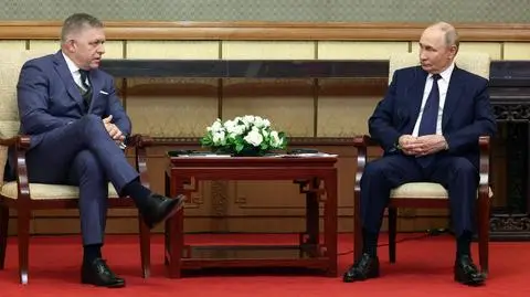 Robert Fico i Władimir Putin w Pekinie