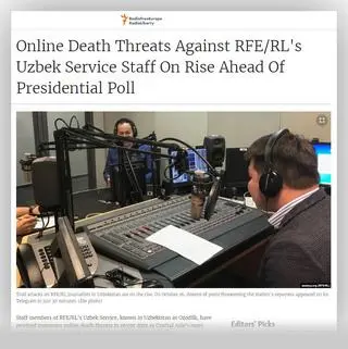 Strona uzbeckiej sekcji Radio Swoboda 
