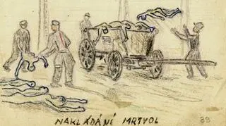 Jeden z rysunków ocalałego z zagłady Alfreda Kantora