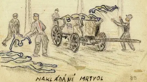 Jeden z rysunków ocalałego z zagłady Alfreda Kantora