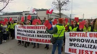 Protest pielęgniarek i położnych Szpitala Uniwersyteckiego w Krakowie