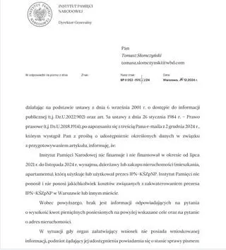 Odpowiedź z IPN - strona pierwsza