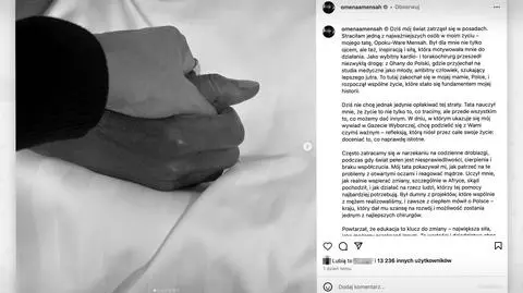 Omenaa Mensah pożegnała ojca. "Był inspiracją i siłą"