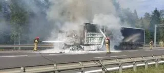 Pożar ciężarówki na S7