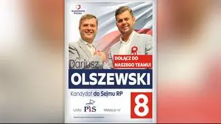 Plakat wyborczy Dariusza Olszewskiego (na zdjęciu z synem Damianem) z kampanii do parlamentu 