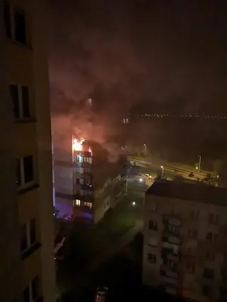Nocny pożar w Grudziądzu