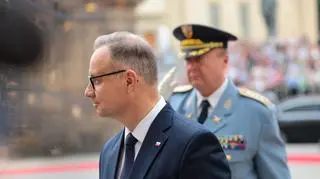 Prezydent Andrzej Duda podczas wizyty w Czechach, 7 lipca 2025 r.