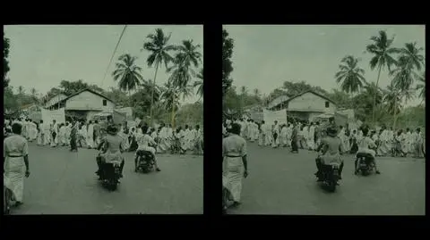 Wyprawa Polskiej Akademii Nauk do Azji Południowo-Wschodniej. Cejlon 1957 r. Kandy. Pochód pierwszomajowy przed wjazdem na Most Peradeniya. 