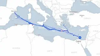 Trasa Globalnej Flotylli Sumud