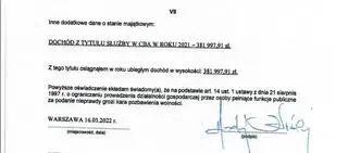 Oświadczenie majątkowe szefa CBA Andrzeja Stróżnego za 2021 rok