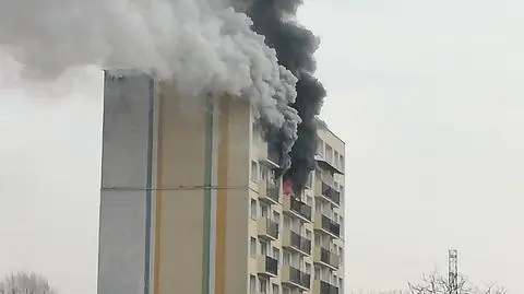 Płomienie pojawiły się w mieszkaniu na dziewiątym piętrze