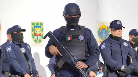 Meksykańscy policjanci w okolicach miasta Culiacán. Zdjęcie archiwalne z lutego 2021 roku 