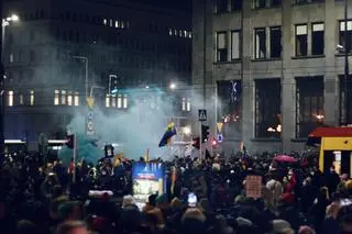 Protest na rondzie de Gaulle'a