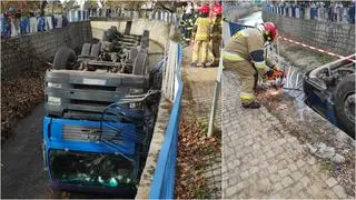 Ciężarówka wpadła do rzeki