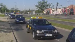 Protest wrocławskich taksówkarzy