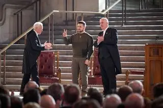 Wołodymyr Zełenski w brytyjskim parlamencie