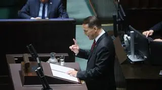 Radosław Sikorski w trakcie exposé w Sejmie