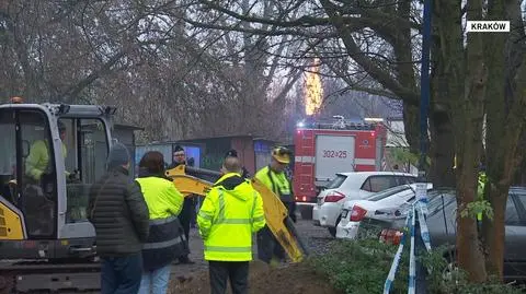 Wyciek gazu w Krakowie i słup ognia. Pożar ugaszony