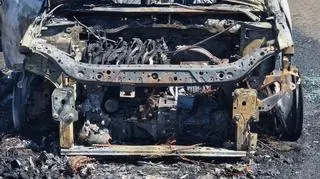 Pożar samochodu na autostradzie A2