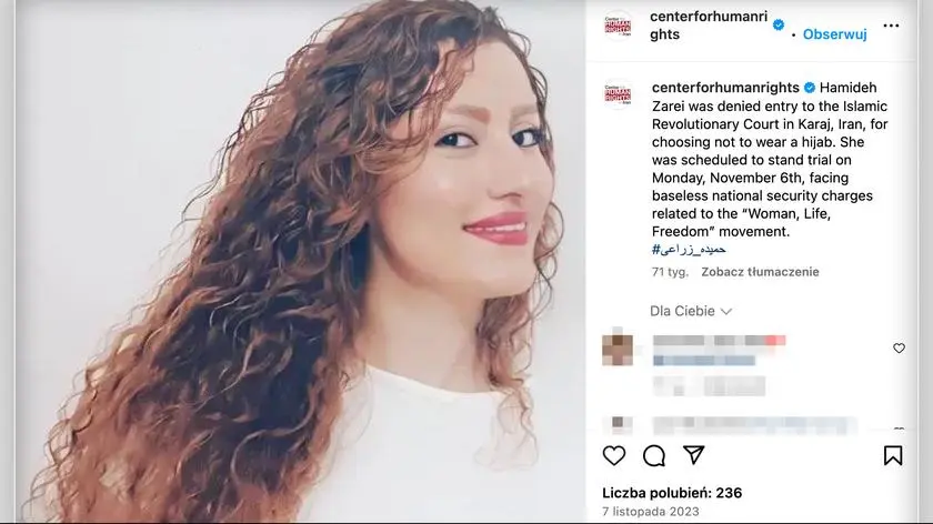 Iran. Studentka Hamideh Zarei skazana na baty i więzienie za pokazanie ...
